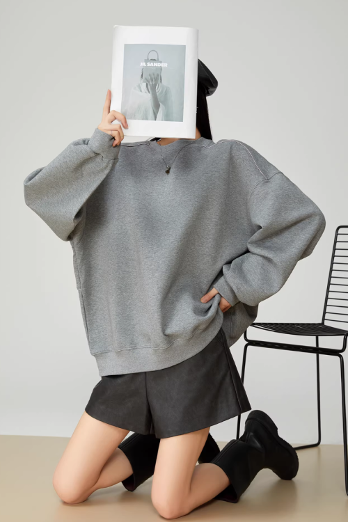 Back Print Crew Neck Pullover Top