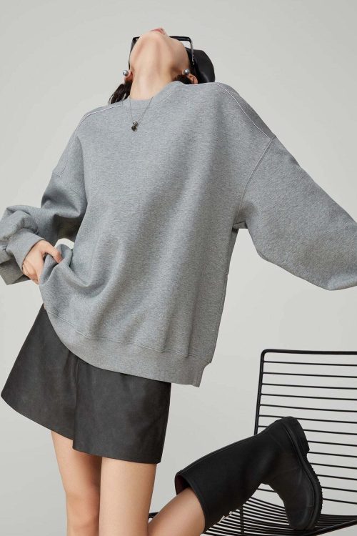 Back Print Crew Neck Pullover Top