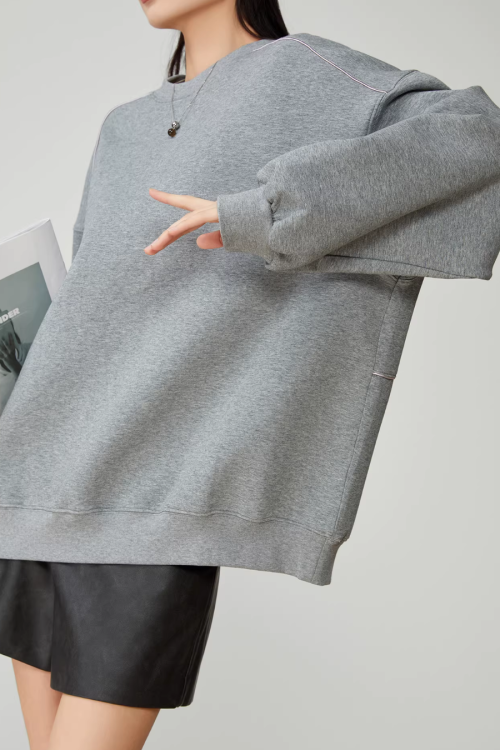 Back Print Crew Neck Pullover Top