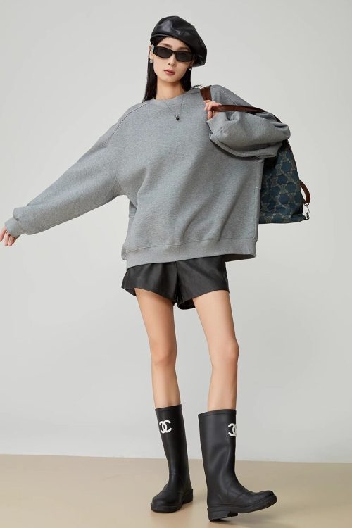 Back Print Crew Neck Pullover Top