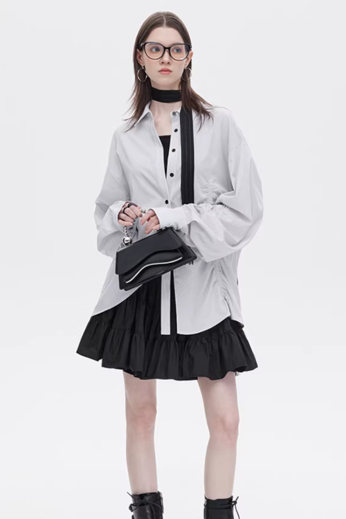 Bamboo Irregular Long-Sleeve Shirt