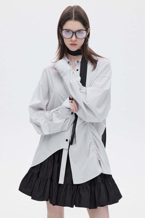 Bamboo Irregular Long-Sleeve Shirt