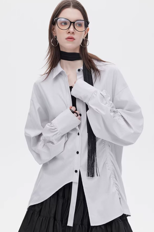 Bamboo Irregular Long-Sleeve Shirt