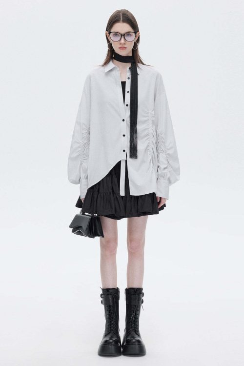 Bamboo Irregular Long-Sleeve Shirt