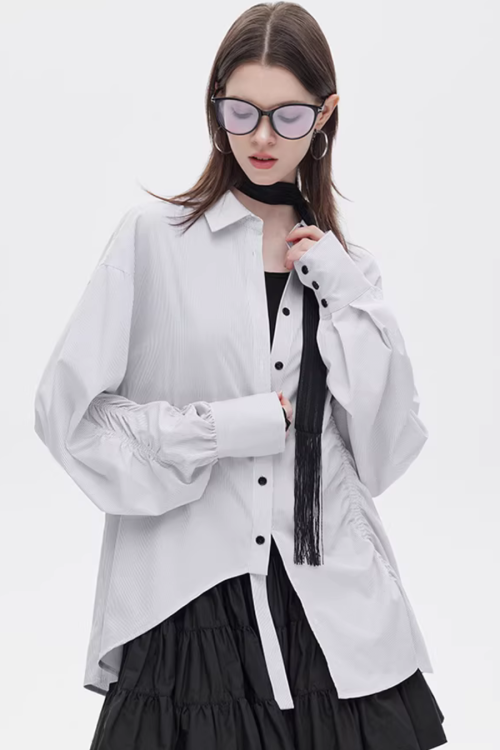 Bamboo Irregular Long-Sleeve Shirt