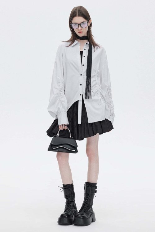 Bamboo Irregular Long-Sleeve Shirt