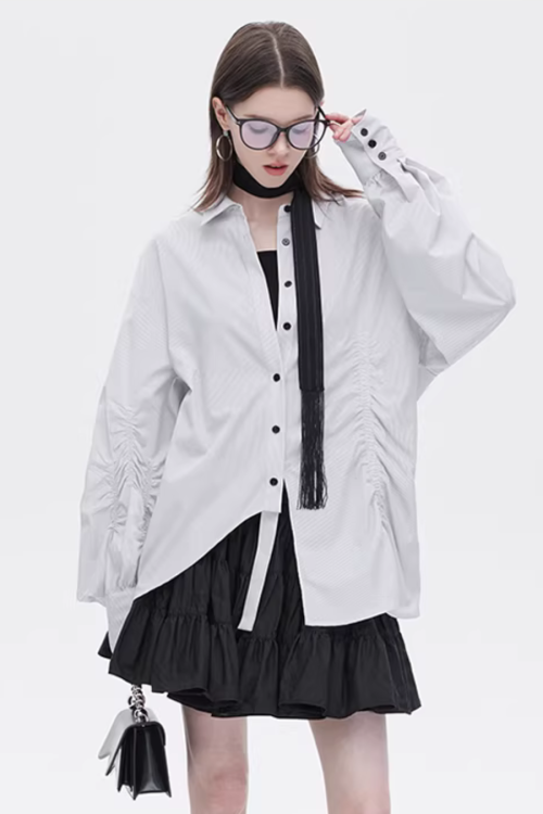 Bamboo Irregular Long-Sleeve Shirt
