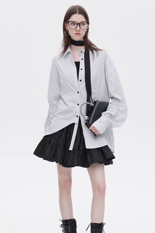 Bamboo Irregular Long-Sleeve Shirt