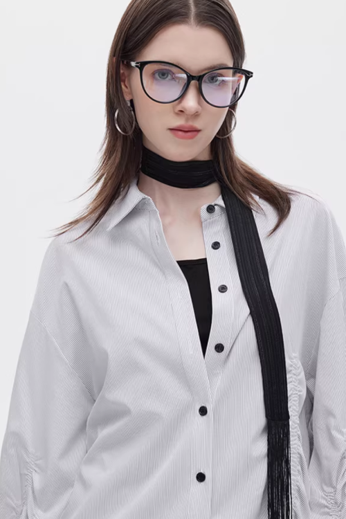 Bamboo Irregular Long-Sleeve Shirt