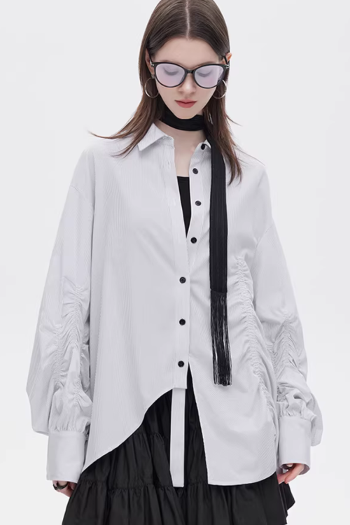 Bamboo Irregular Long-Sleeve Shirt