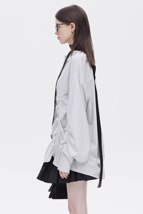 Bamboo Irregular Long-Sleeve Shirt