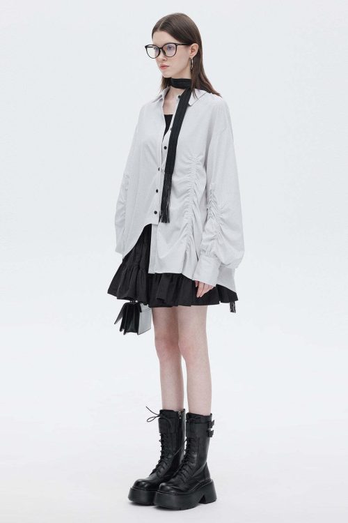 Bamboo Irregular Long-Sleeve Shirt