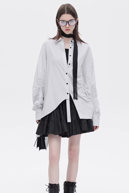 Bamboo Irregular Long-Sleeve Shirt