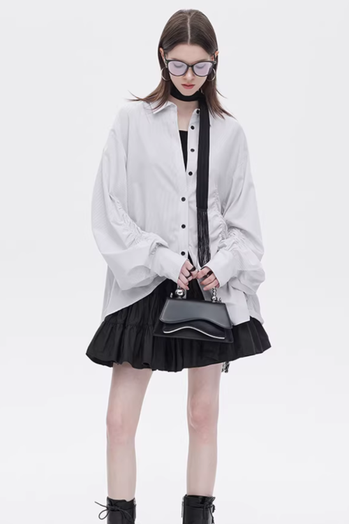 Bamboo Irregular Long-Sleeve Shirt