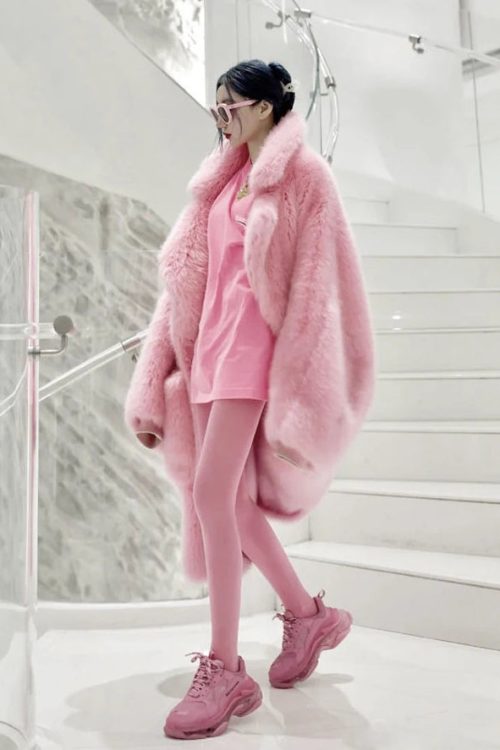 Barbiecore Plush Faux Fur Maxi Coat