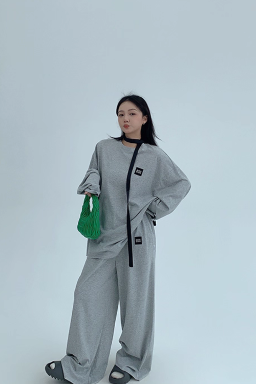 Basic Long Sleeve Top / Wide Pants