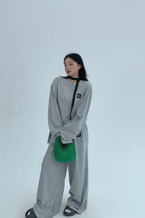 Basic Long Sleeve Top / Wide Pants