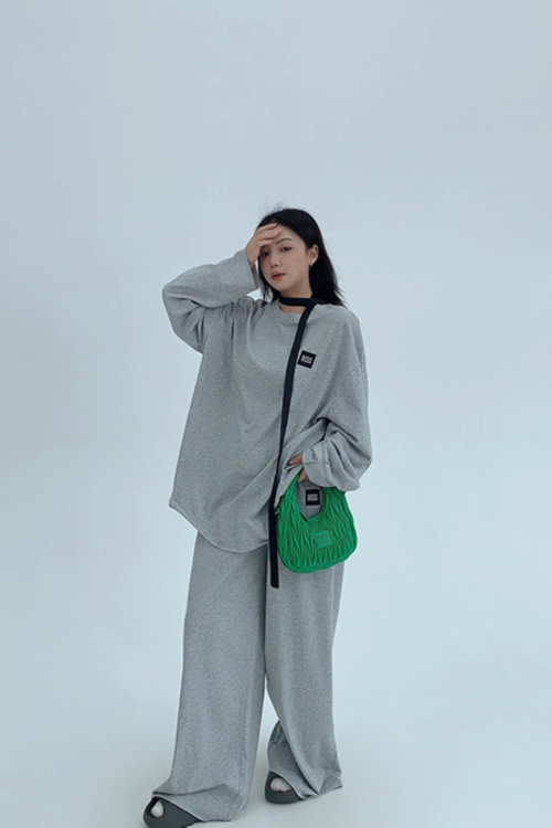 Basic Long Sleeve Top / Wide Pants