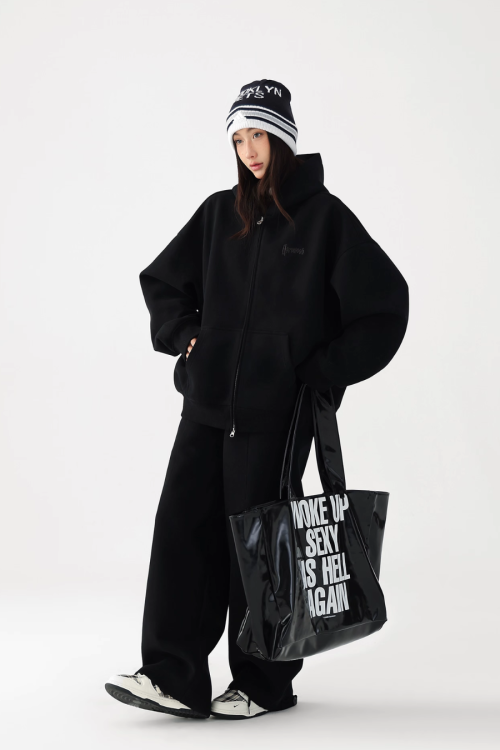 Basic Simple Zip Hoodie / Wide Sweatpants
