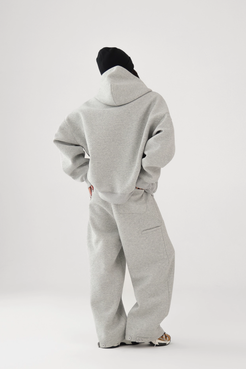 Basic Simple Zip Hoodie / Wide Sweatpants