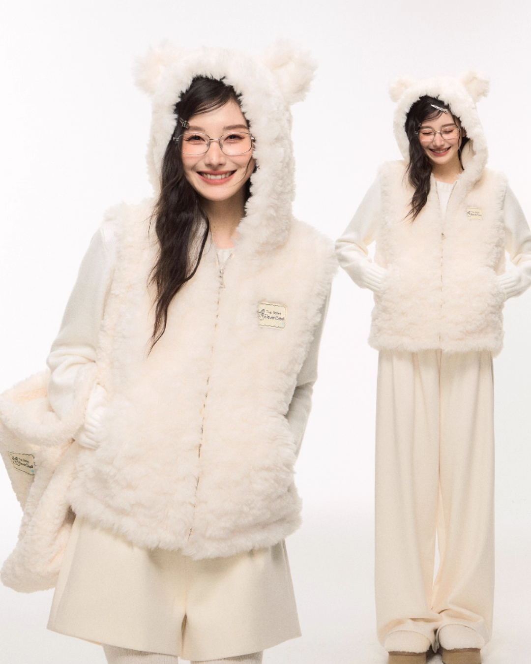 Bear Ear Fur Vest / Wide Pants / Half Pants Bear Ear Fur Vest / Wide Pants / Half Pants