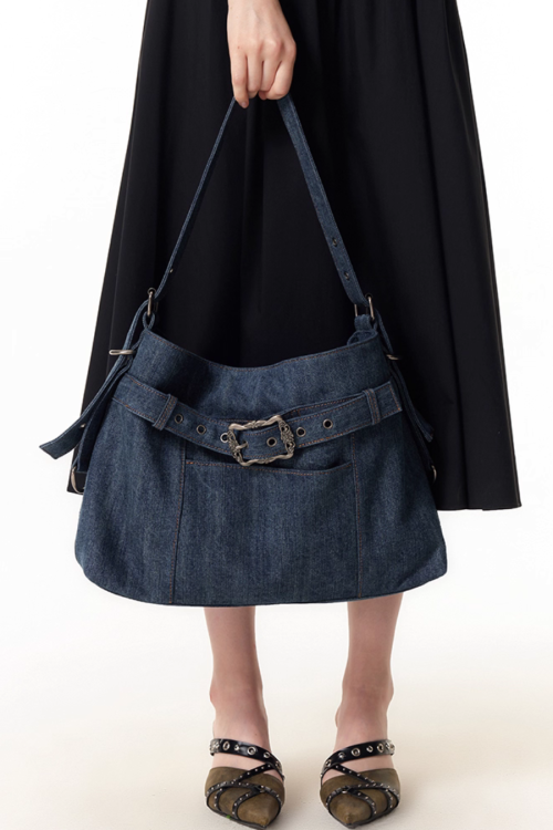 Belt Denim Fabric Shoulder Bag