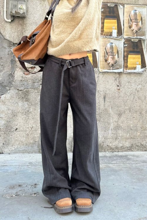 Belt Design Drapey Loose Pants