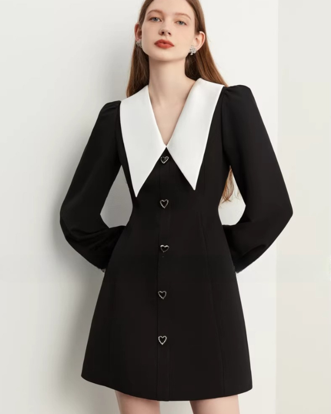 Big Collar Heart Button Dress Big Collar Heart Button Dress