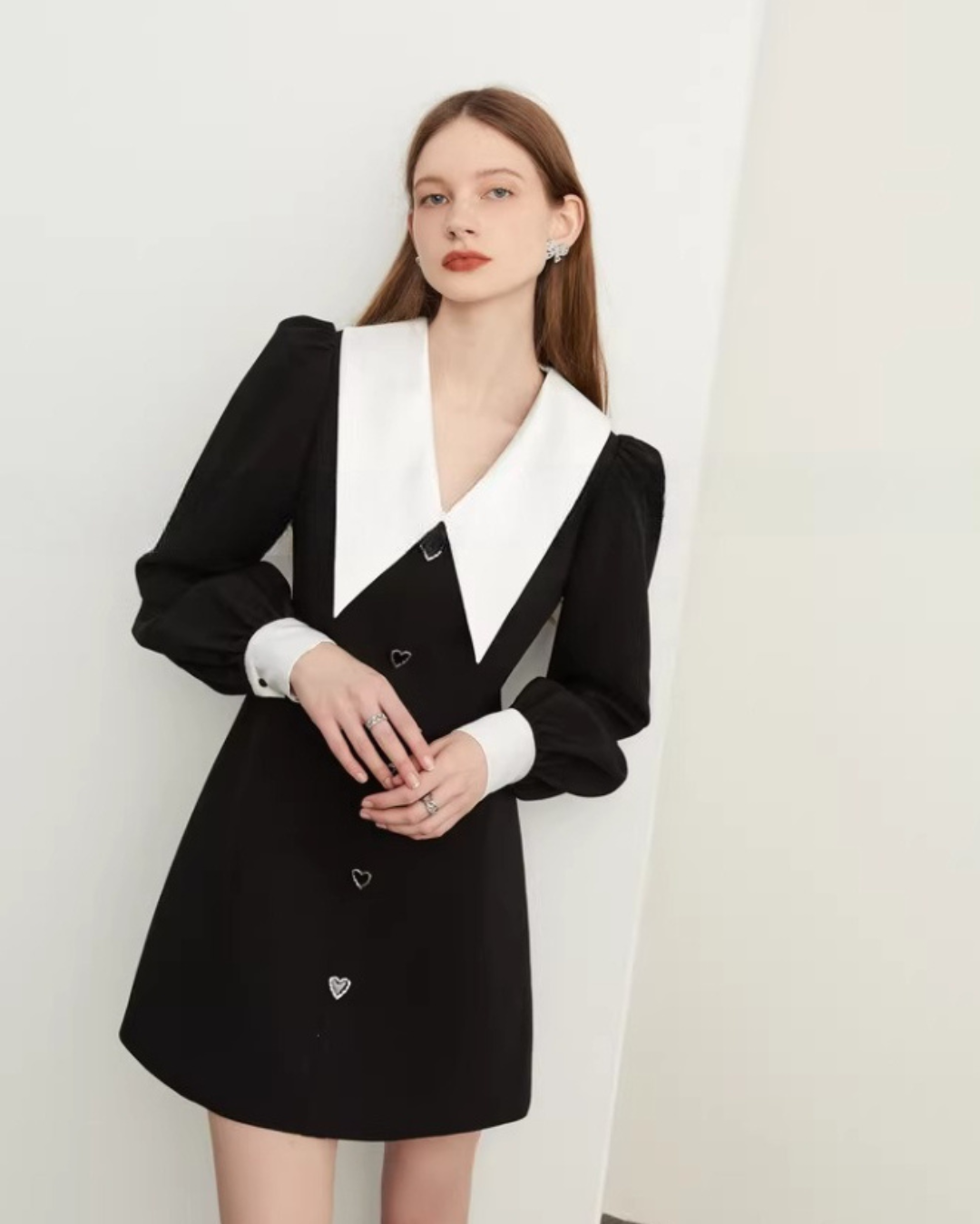 Big Collar Heart Button Dress Big Collar Heart Button Dress