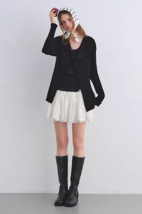 Big Collar Knit Cardigan / Knit Tank Top