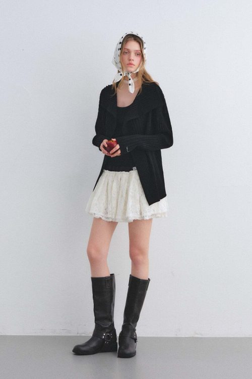 Big Collar Knit Cardigan / Knit Tank Top