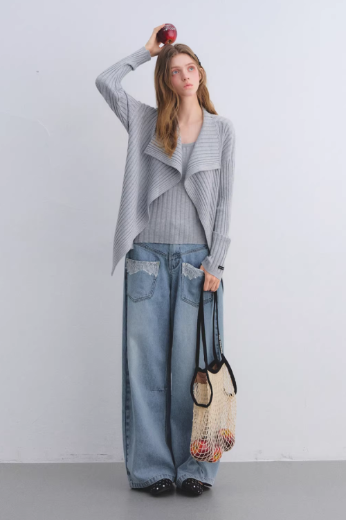 Big Collar Knit Cardigan / Knit Tank Top