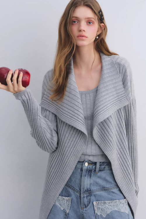 Big Collar Knit Cardigan / Knit Tank Top