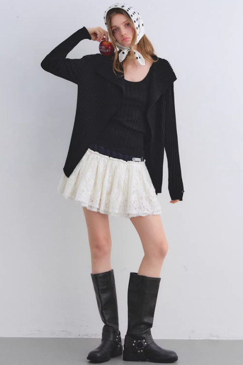 Big Collar Knit Cardigan / Knit Tank Top