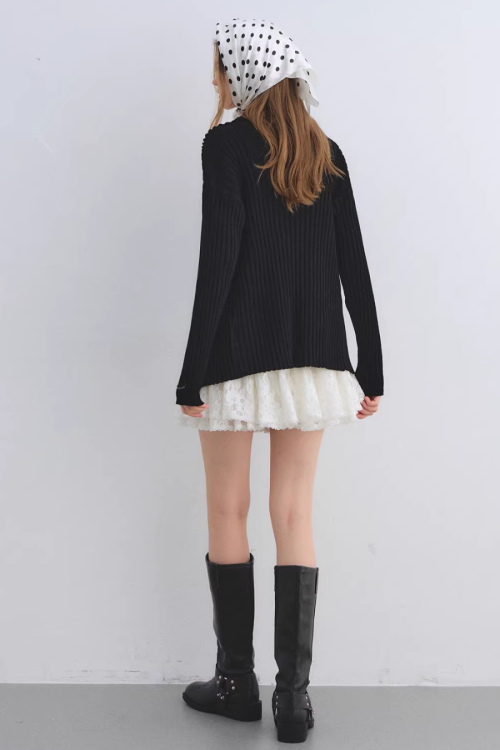 Big Collar Knit Cardigan / Knit Tank Top