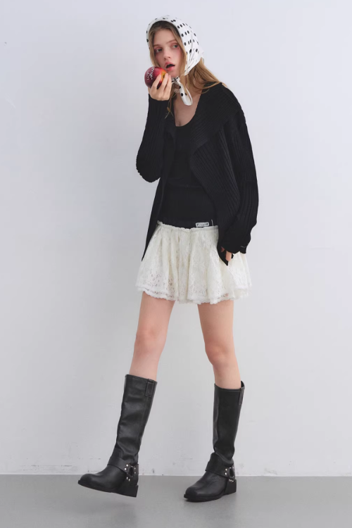 Big Collar Knit Cardigan / Knit Tank Top