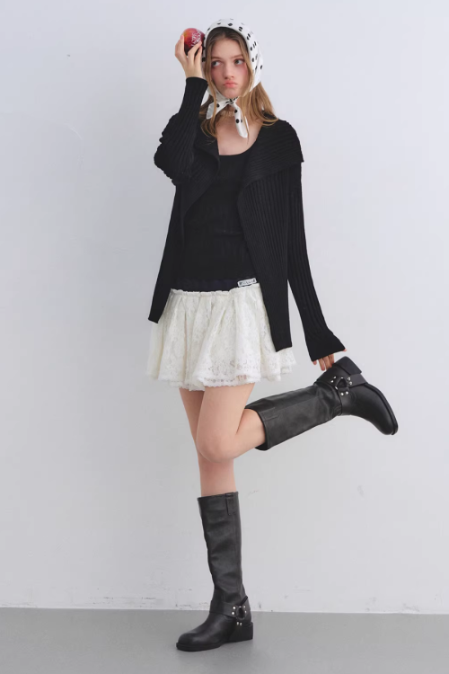 Big Collar Knit Cardigan / Knit Tank Top