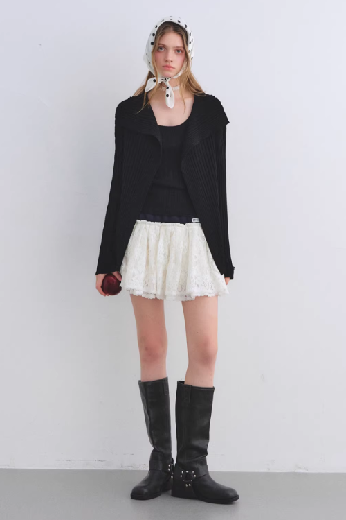 Big Collar Knit Cardigan / Knit Tank Top