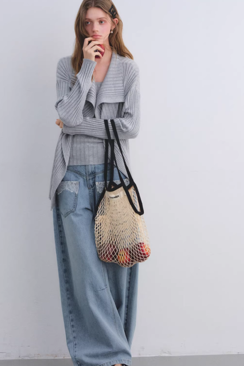 Big Collar Knit Cardigan / Knit Tank Top