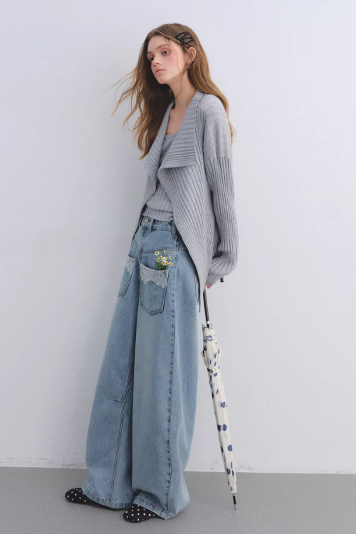 Big Collar Knit Cardigan / Knit Tank Top