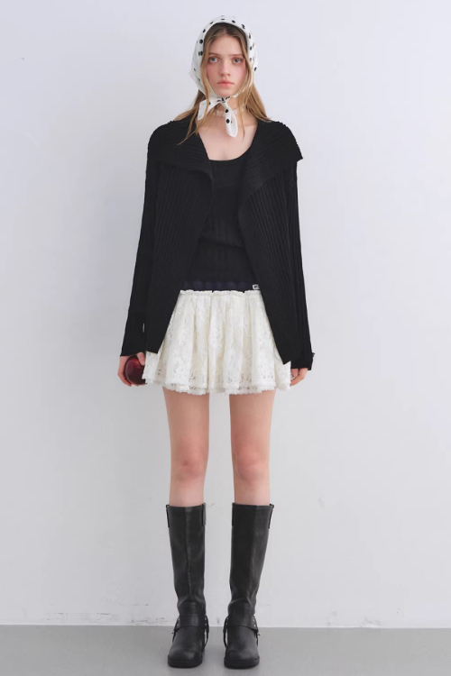 Big Collar Knit Cardigan / Knit Tank Top