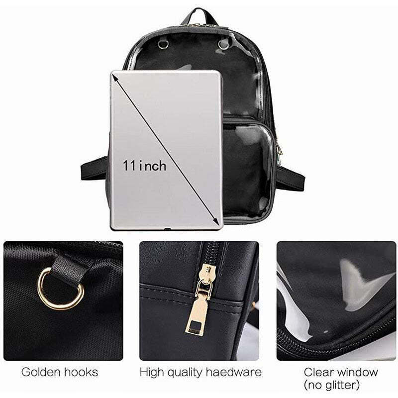 Black Backpack with Clear Window for Photocards and Pins Black Backpack with Clear Window for Photocards and Pins