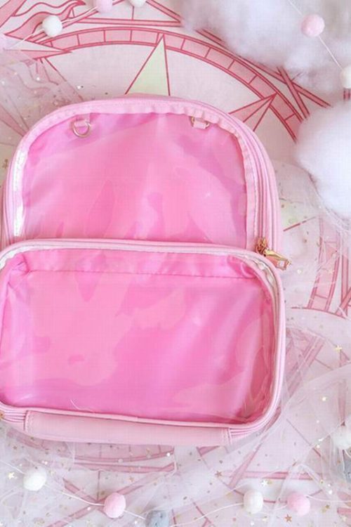 Black Backpack with Clear Window for Photocards and Pins