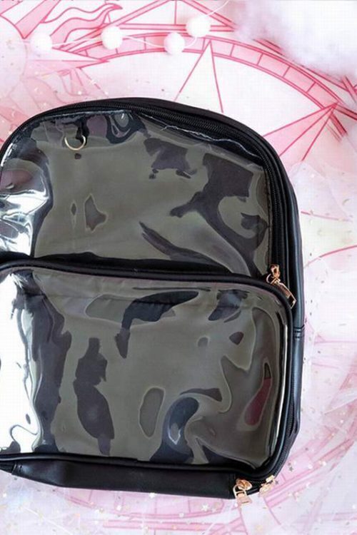 Black Backpack with Clear Window for Photocards and Pins