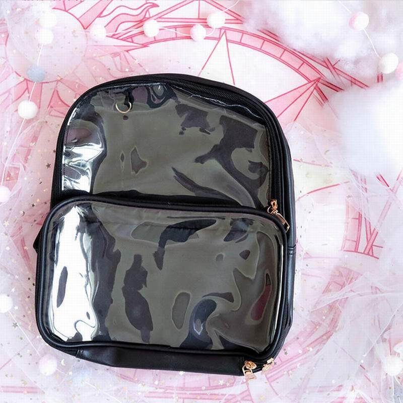 Black Backpack with Clear Window for Photocards and Pins Black Backpack with Clear Window for Photocards and Pins