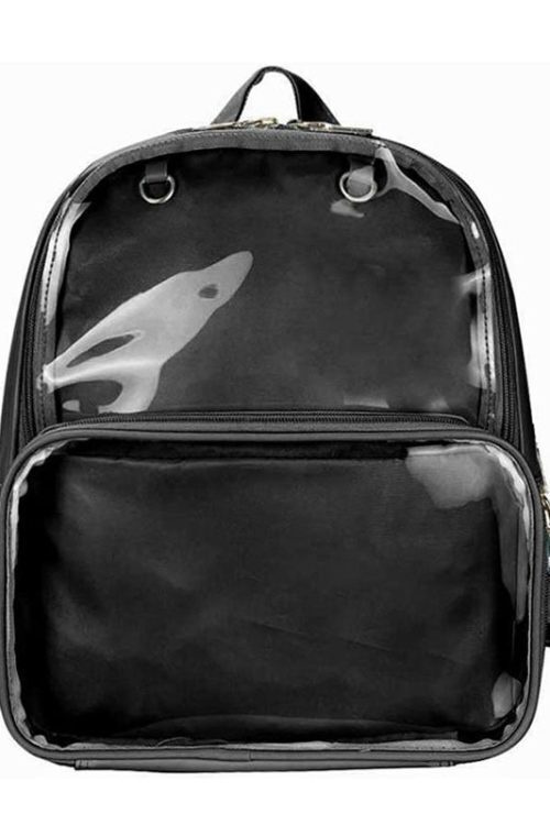 Black Backpack with Clear Window for Photocards and Pins