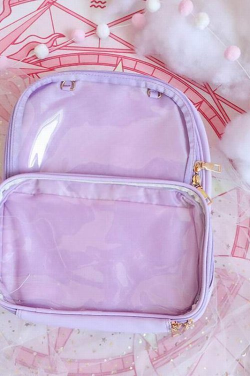 Black Backpack with Clear Window for Photocards and Pins