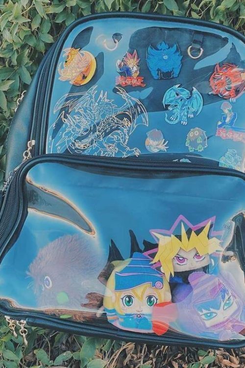 Black Backpack with Clear Window for Photocards and Pins