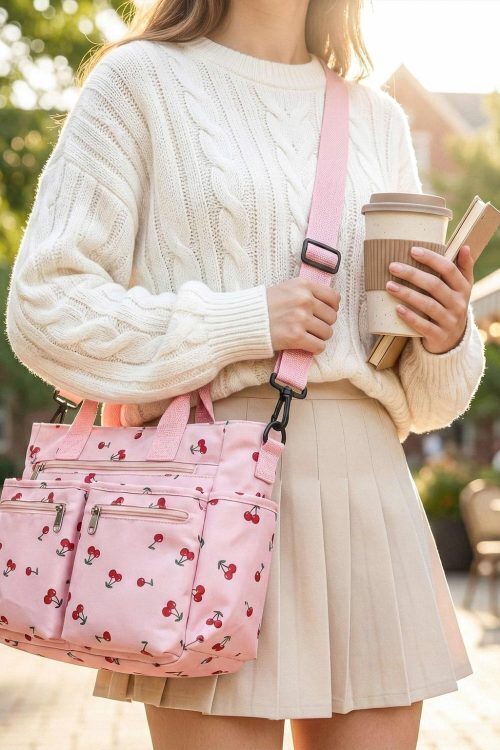 Black Cherry Messenger Bag for Pin Display