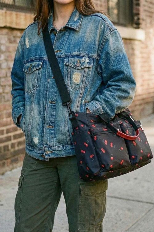 Black Cherry Messenger Bag for Pin Display